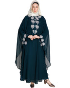 Sequence Enriched Black Kaftan Green