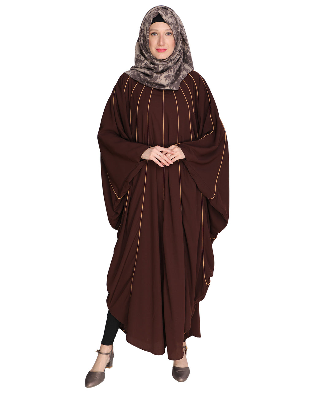 Sassy Panelled Black Kaftan Onion Pink