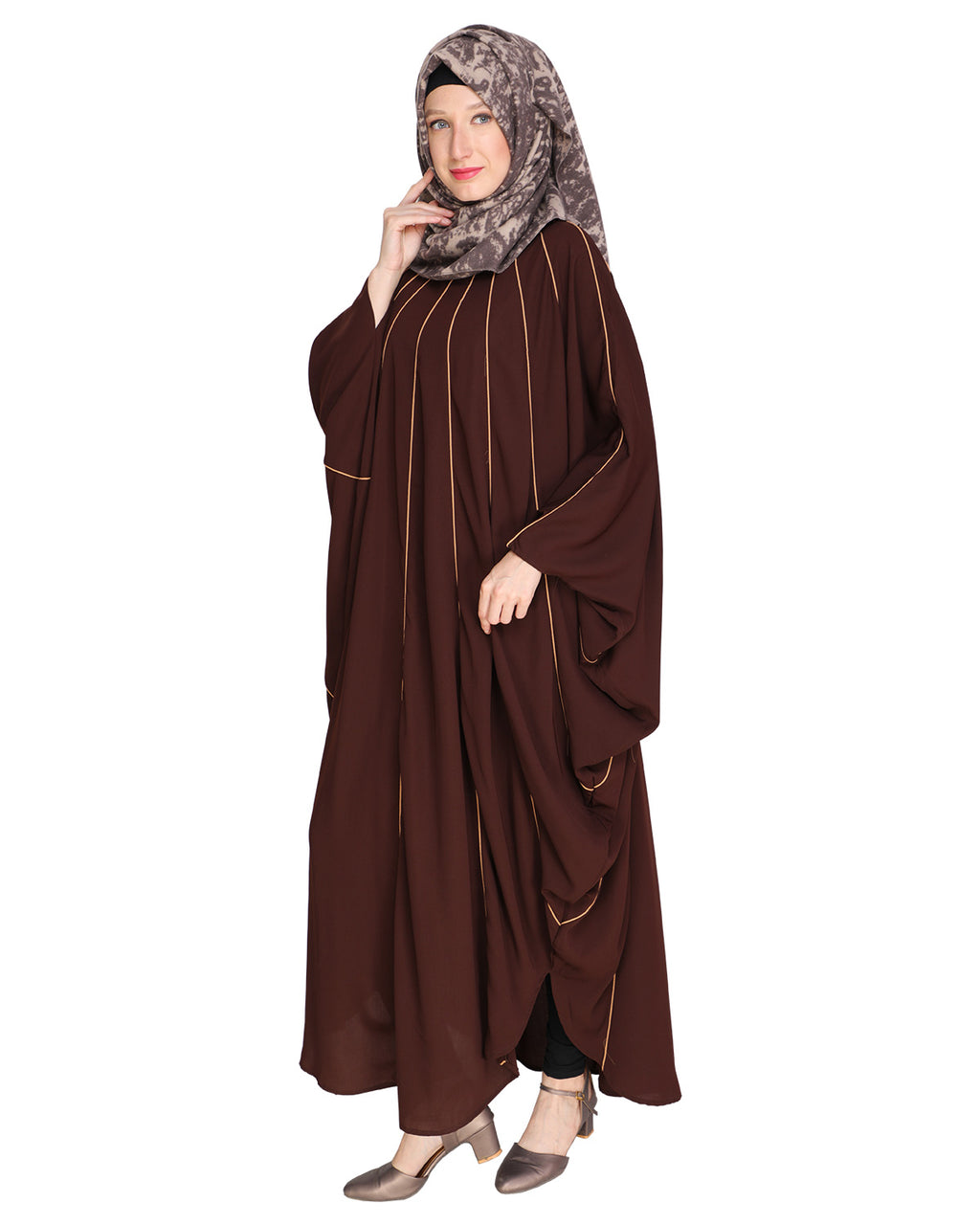 Sassy Panelled Black Kaftan Onion Pink