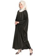 Sassy Panelled Black Kaftan Onion Pink