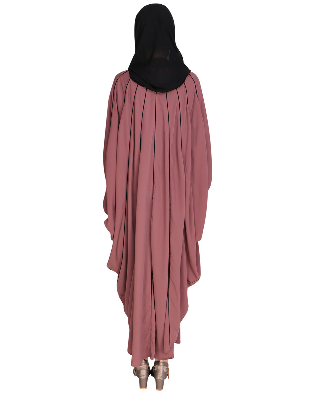 Sassy Panelled Black Kaftan Onion Pink