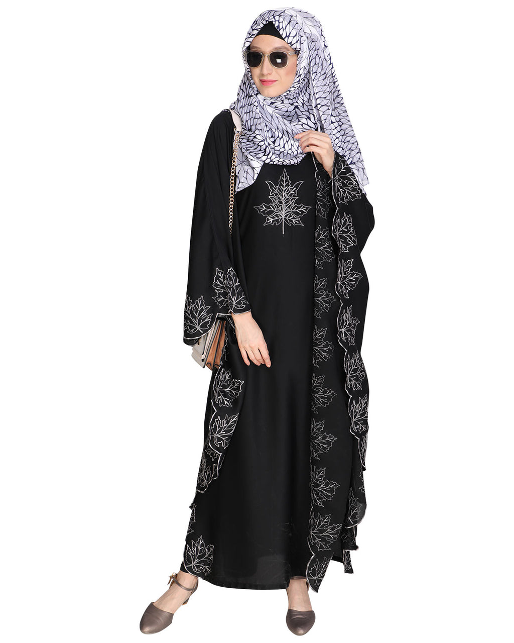 Spring Leaf Beige Kaftan Black