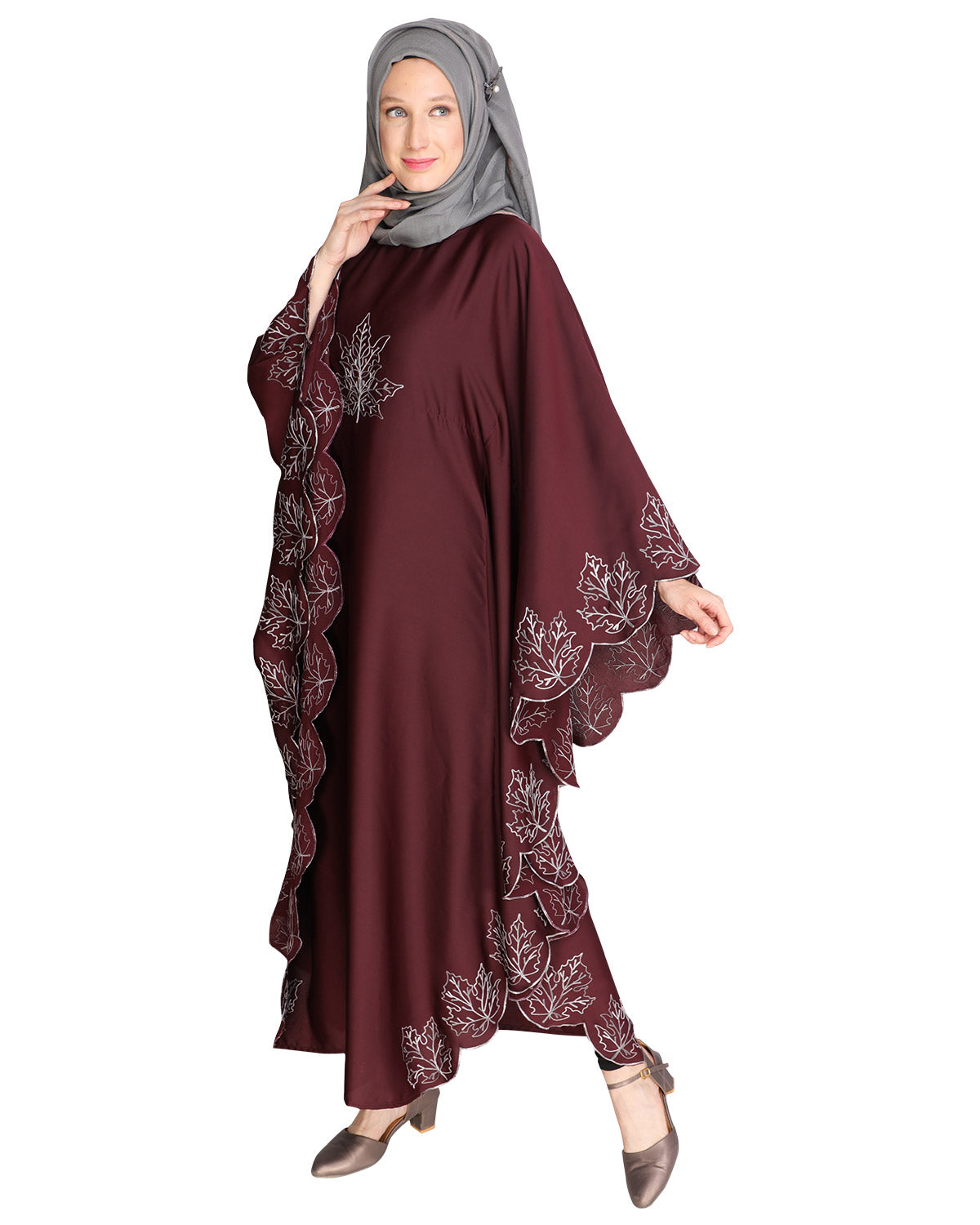 Spring Leaf Beige Kaftan Wine