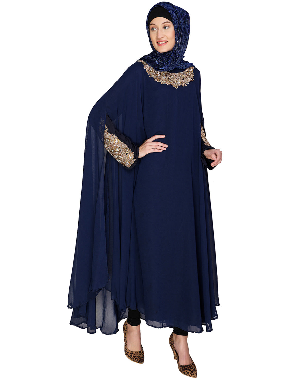 Queen Style Blue Irani Kaftan Blue