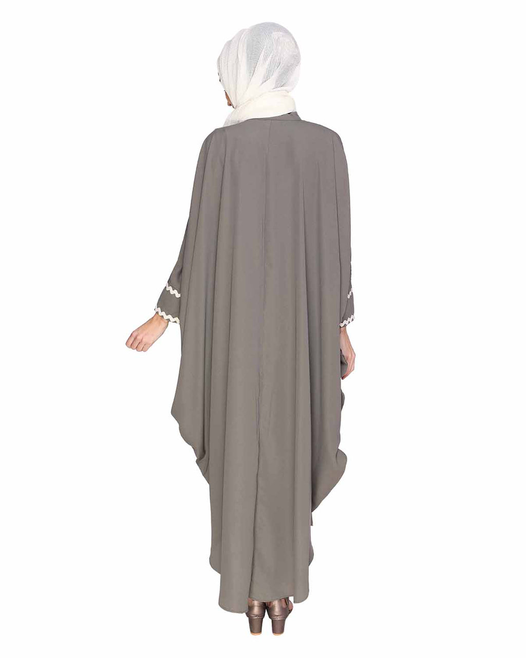 Lace Trim Black Kaftan Maroon