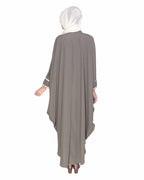 Lace Trim Black Kaftan Maroon