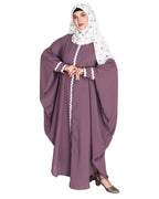 Lace Trim Black Kaftan Maroon