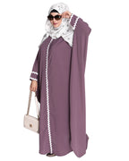 Lace Trim Black Kaftan Maroon