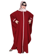 Lace Trim Black Kaftan Maroon