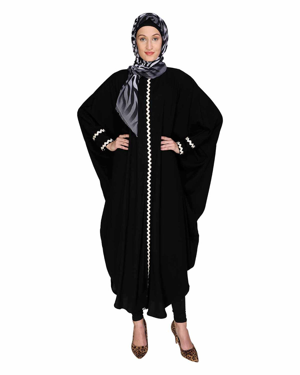 Lace Trim Black Kaftan Black