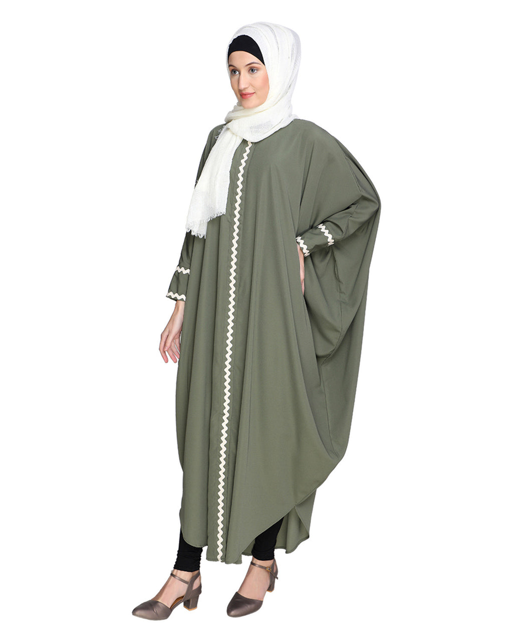 Lace Trim Black Kaftan Dead Mint