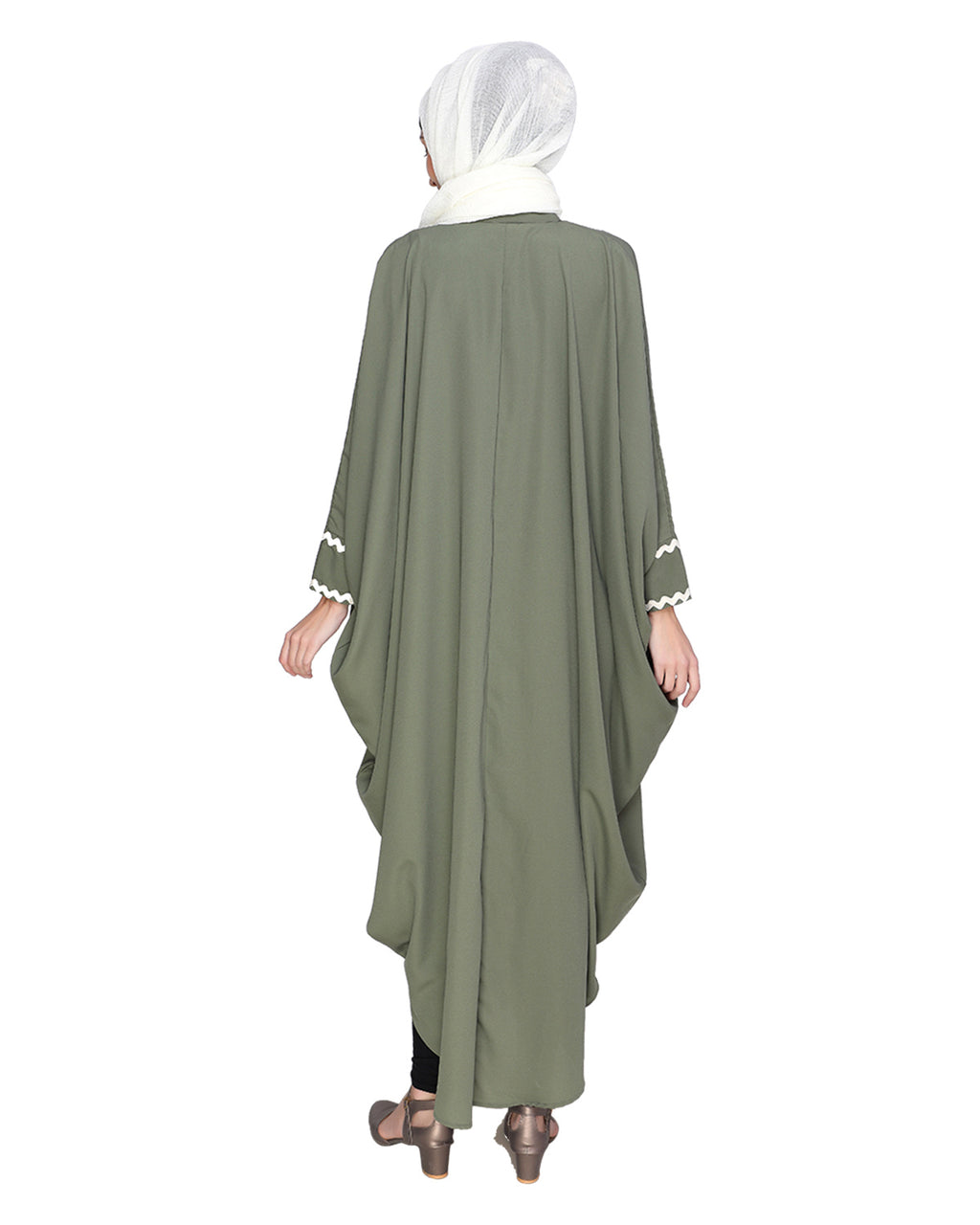 Lace Trim Black Kaftan Maroon