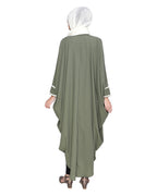 Lace Trim Black Kaftan Maroon