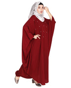 Jazzy Black Kaftan with beaded Embroidery Maroon