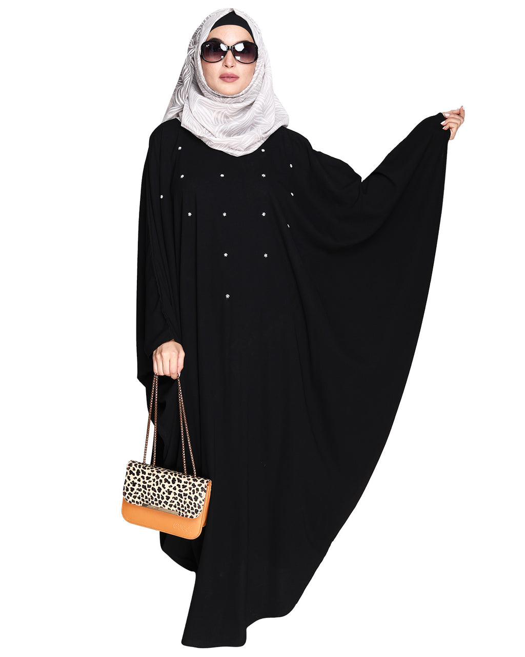Jazzy Black Kaftan with beaded Embroidery Maroon
