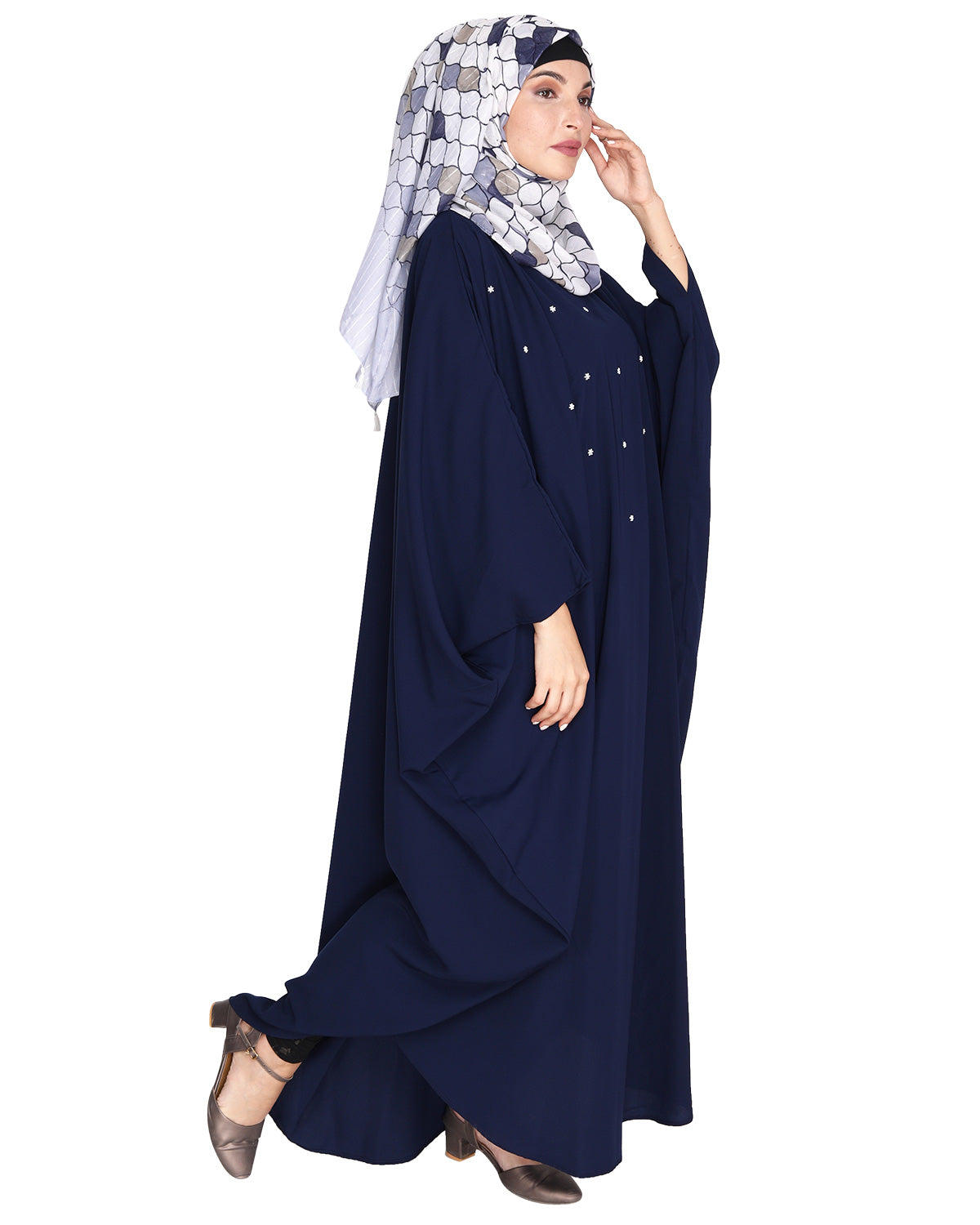 Jazzy Black Kaftan with beaded Embroidery Maroon
