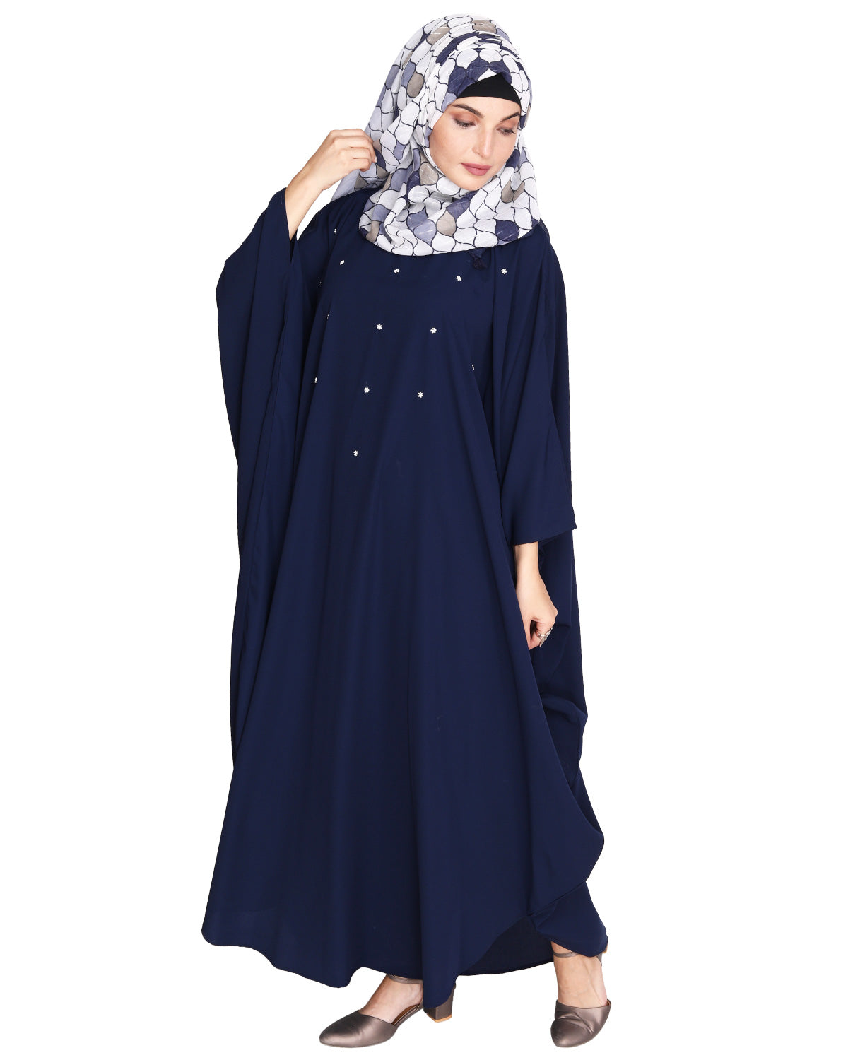 Jazzy Black Kaftan with beaded Embroidery Maroon