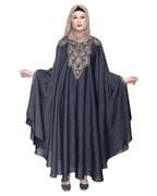 Extravagant Single Layered Dark Brown Luxury Kaftan Dark Grey