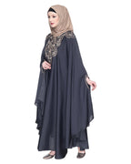 Extravagant Single Layered Dark Brown Luxury Kaftan Dark Grey