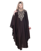 Extravagant Single Layered Dark Brown Luxury Kaftan Dark Brown