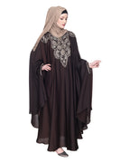 Extravagant Single Layered Dark Brown Luxury Kaftan Dark Grey