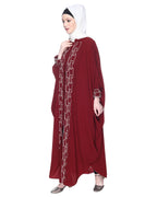 Dimensional Design Embroidered Kaftan Maroon
