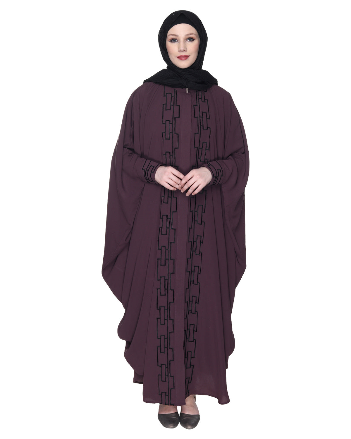 Dimensional Design Embroidered Kaftan Purple
