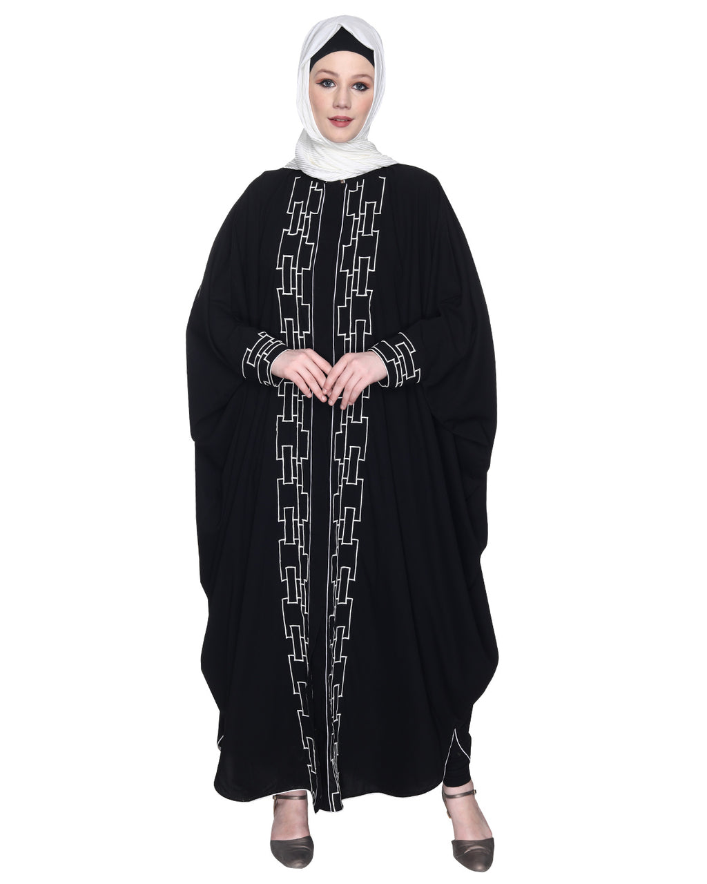 Dimensional Design Embroidered Kaftan Black
