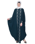 Dimensional Design Embroidered Kaftan Bottle Green