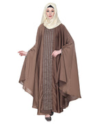 Festive Glittering Embroidered Kaftan In Blue Oak Brown