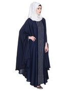 Festive Glittering Embroidered Kaftan In Blue Oak Brown