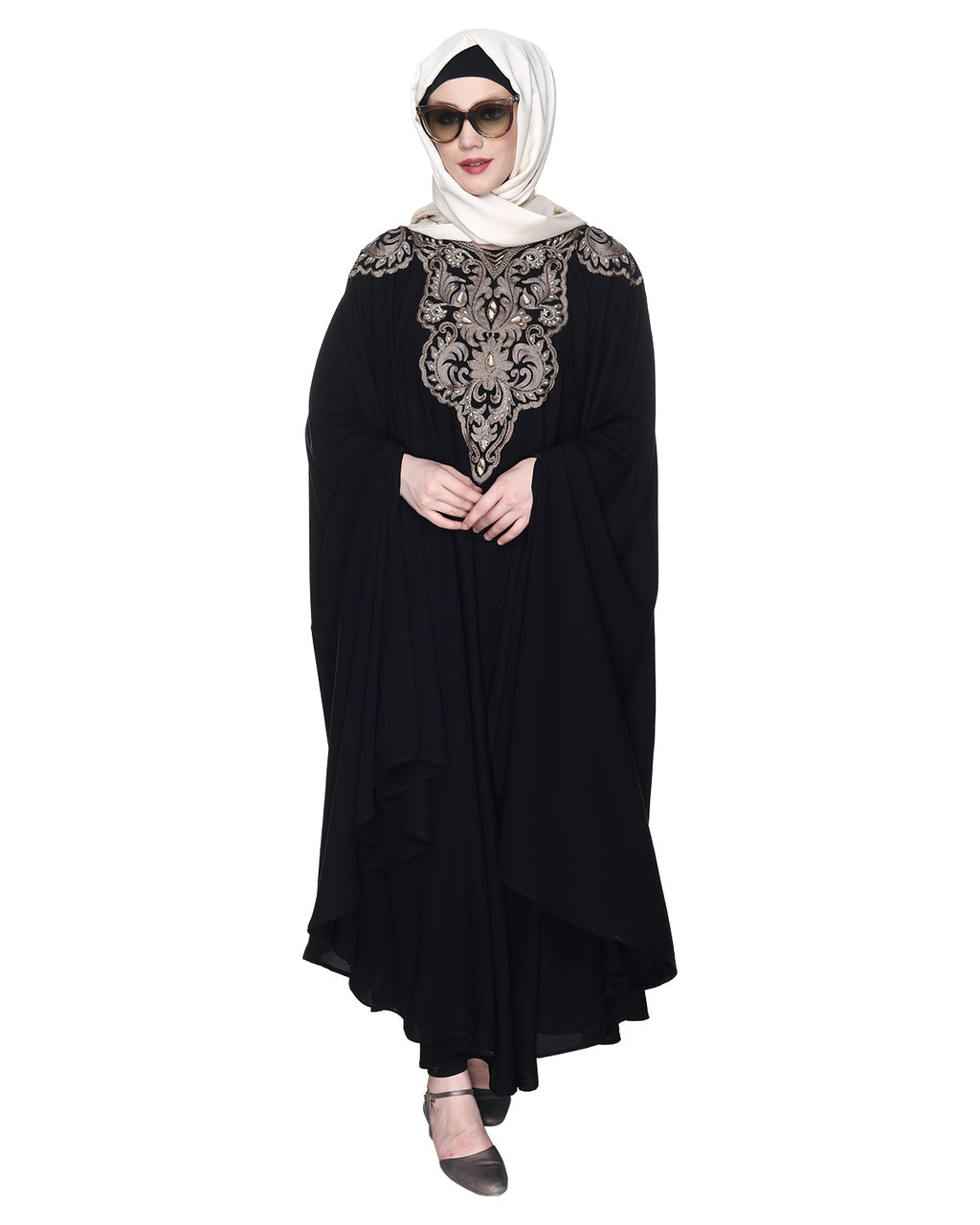 Extravagant Single Layered Dark Brown Luxury Kaftan Black