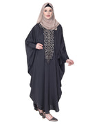 Strikingly Beautiful Dark Grey Embroidered Kaftan