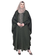 Strikingly Beautiful Dark Grey Embroidered Kaftan