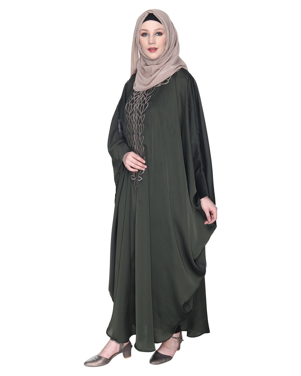 Strikingly Beautiful Dark Grey Embroidered Kaftan