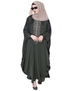 Strikingly Beautiful Dark Grey Embroidered Kaftan