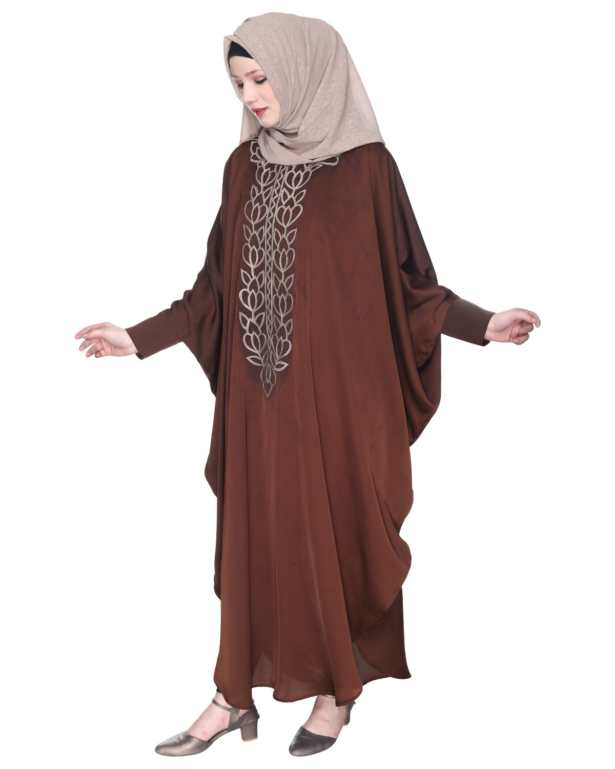 Strikingly Beautiful Dark Grey Embroidered Kaftan