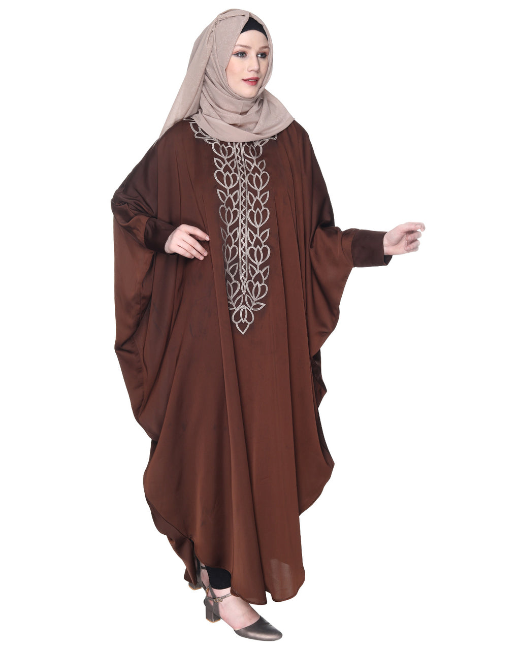 Strikingly Beautiful Dark Grey Embroidered Kaftan
