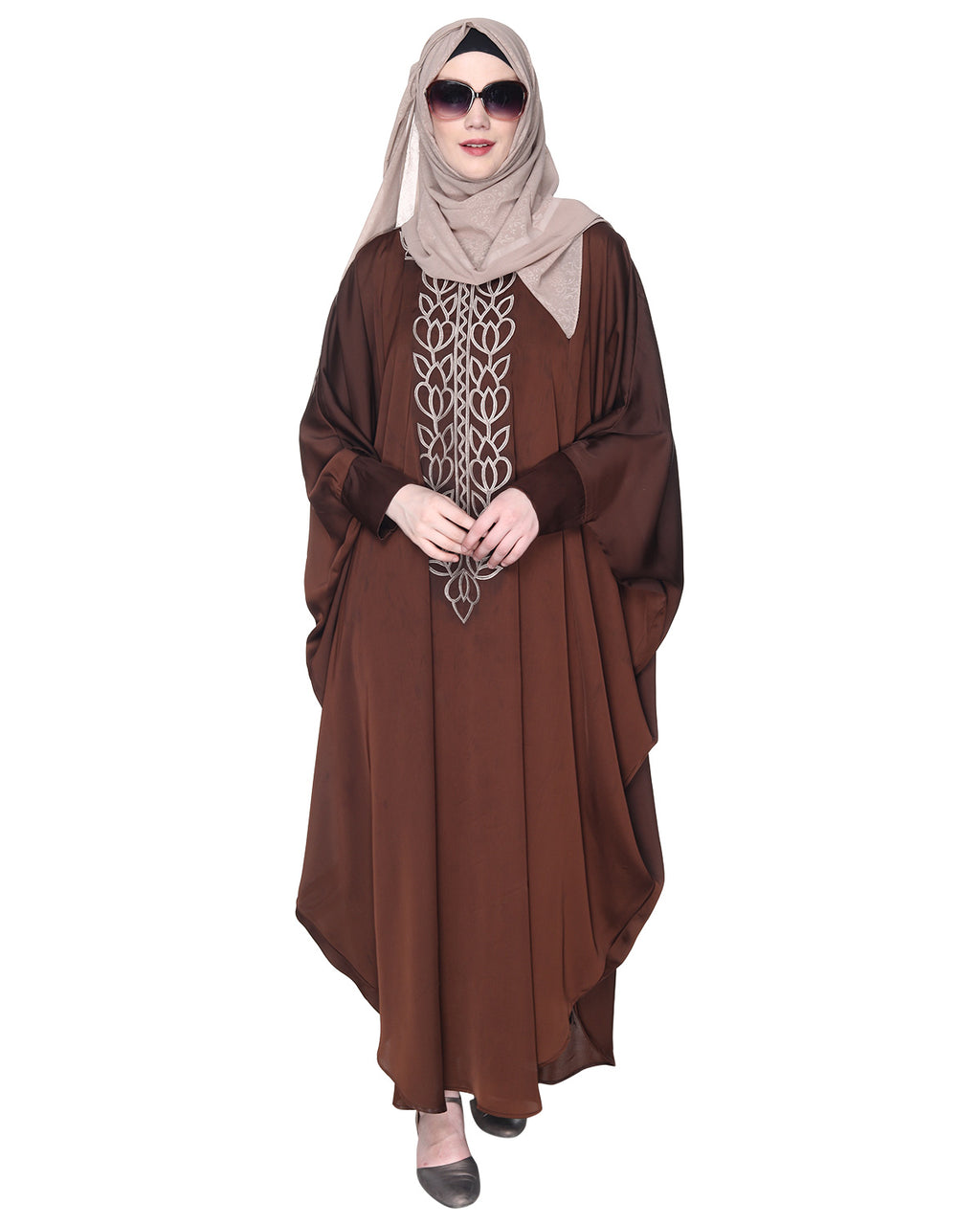 Strikingly Beautiful Dark Grey Embroidered Kaftan