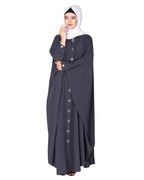 Ultra smart casual front open kaftan with shining metallic rivets Grey